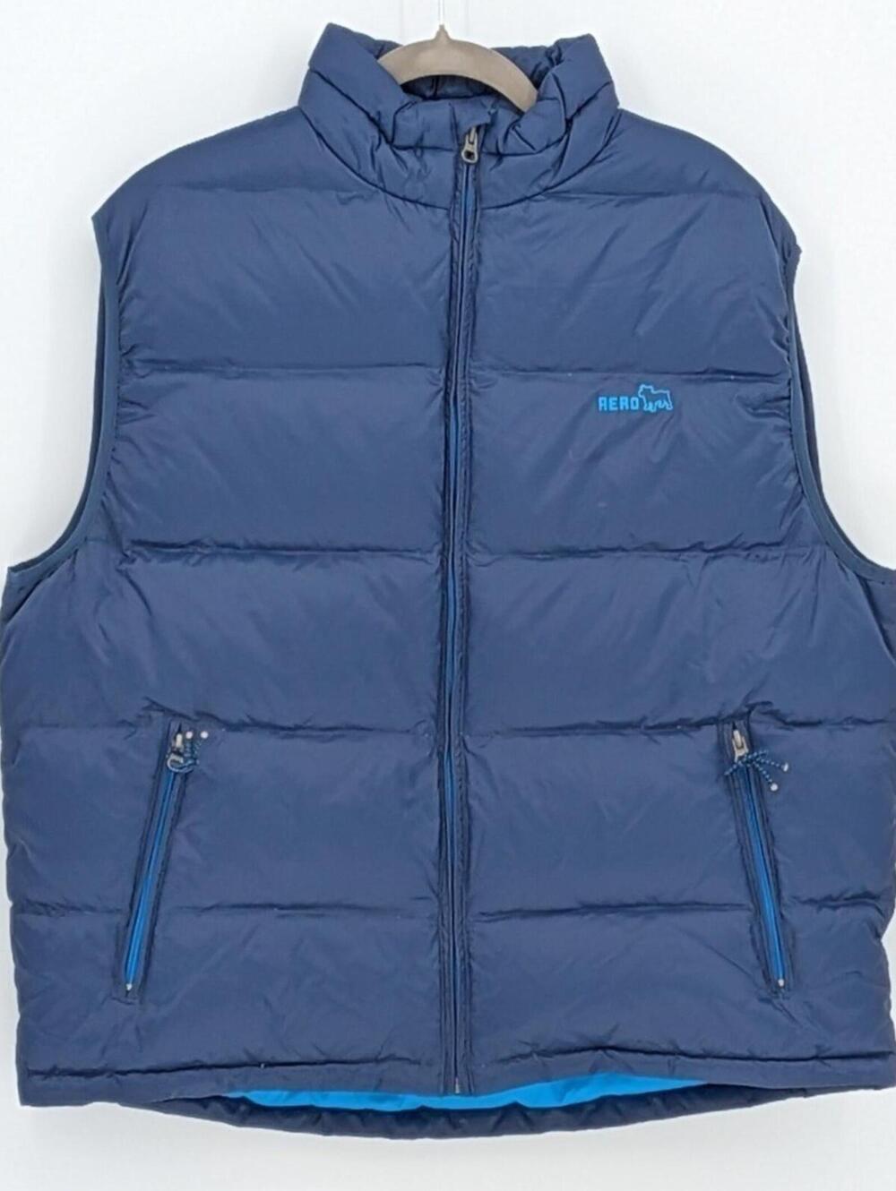 NEW Aeropostale Large $95 Navy Blue Puffer Vest Down Feather Turquoise Lining